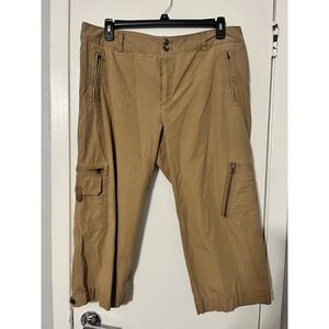 Lauren Ralph Lauren Tan Khaki Cargo Crop Pants Womens 16 Cotton Utility Trousers